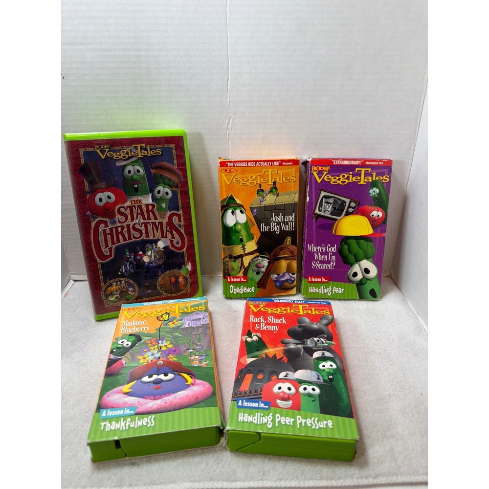 Big Idea VeggieTales VHS Lot 5 Kids Star of Christmas Scared Josh Wall Church
